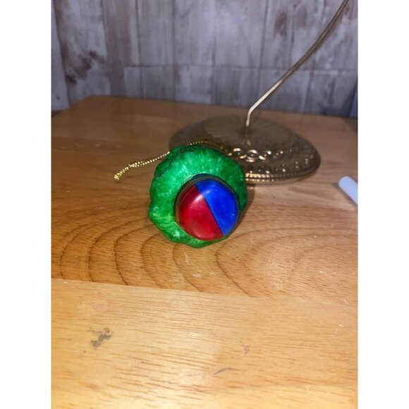 Vintage Blown Glass Christmas Tree Ornament With Red & Blue Accents - Picture 7 of 7